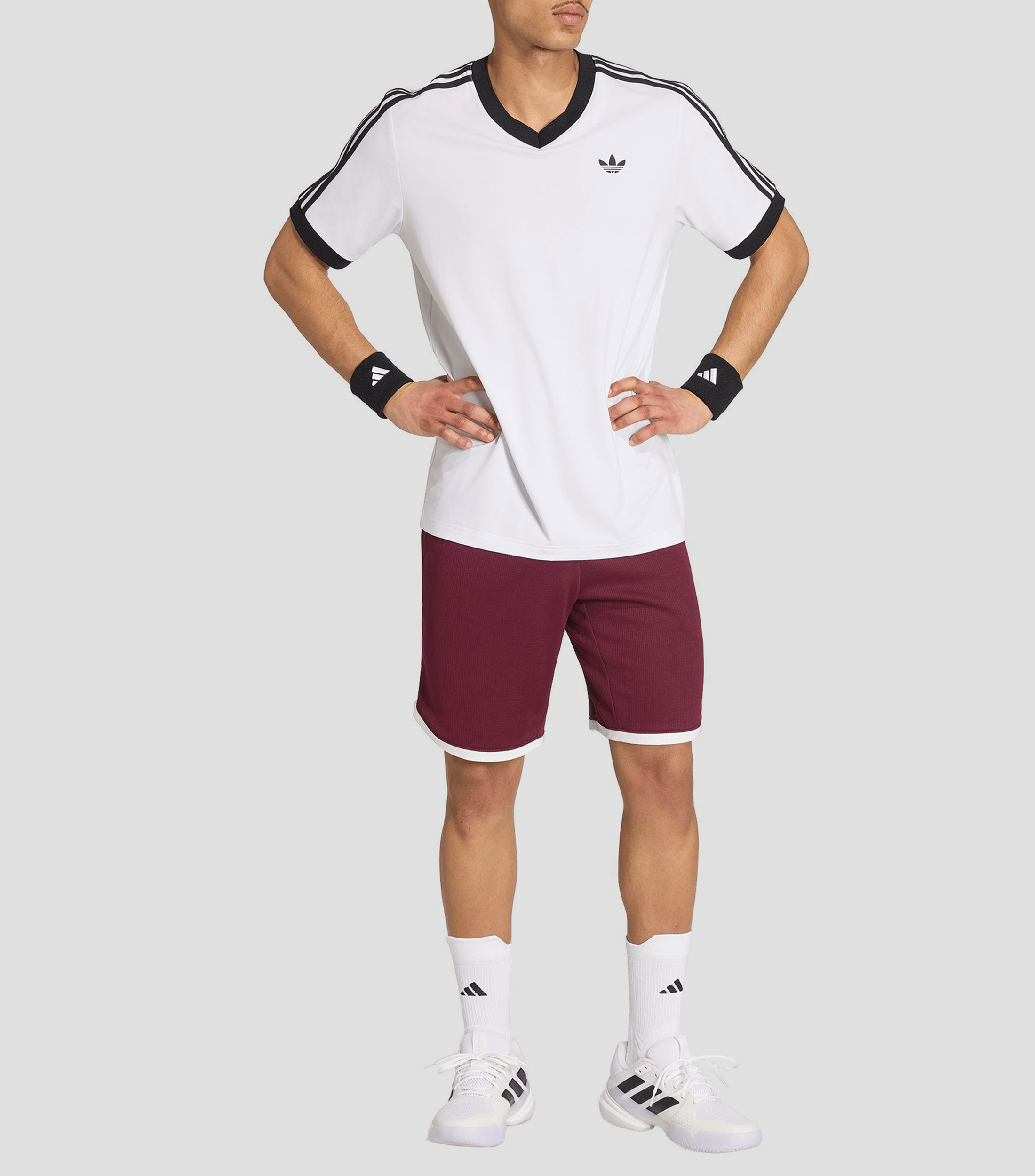 Playera para tennis cuello V manga corta lisa Hombre